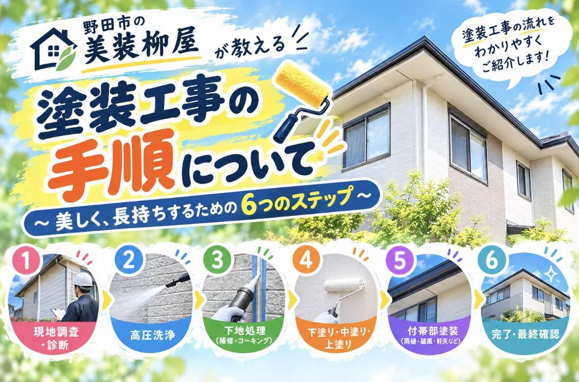 【塗装工事】工事期間は何日かかる？着工から完了までの流れ/野田市・柏市・流山市の外壁塗装は美装柳屋へ